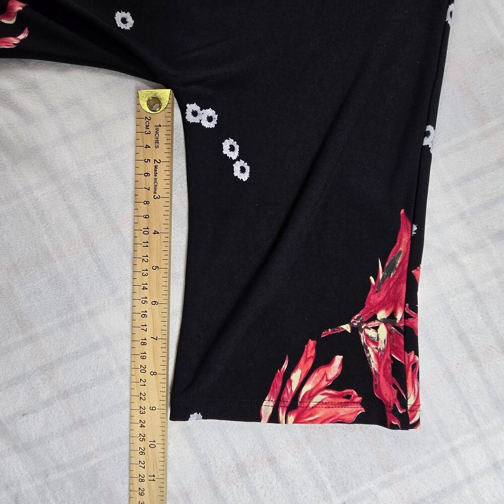 Clara Sun Woo Womens Black Asymmetrical Side Tie Blouse Floral Cherry Blossom M - Picture 8 of 11